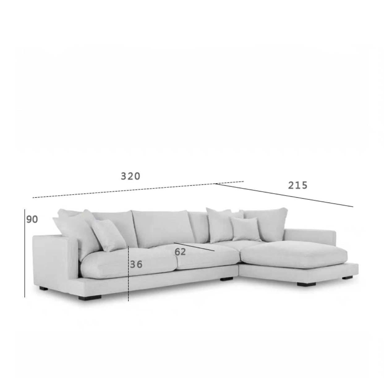 Luxe 2 Piece Upholstered Chaise Sectional Sofa - 4 Seasons Home Gadgets