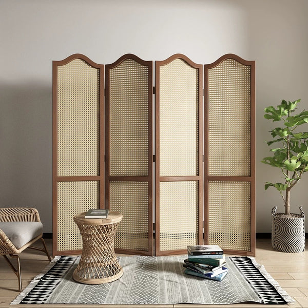 Magers 4 Panel Wood Mesh Folding Room Divider - 4 Seasons Home Gadgets