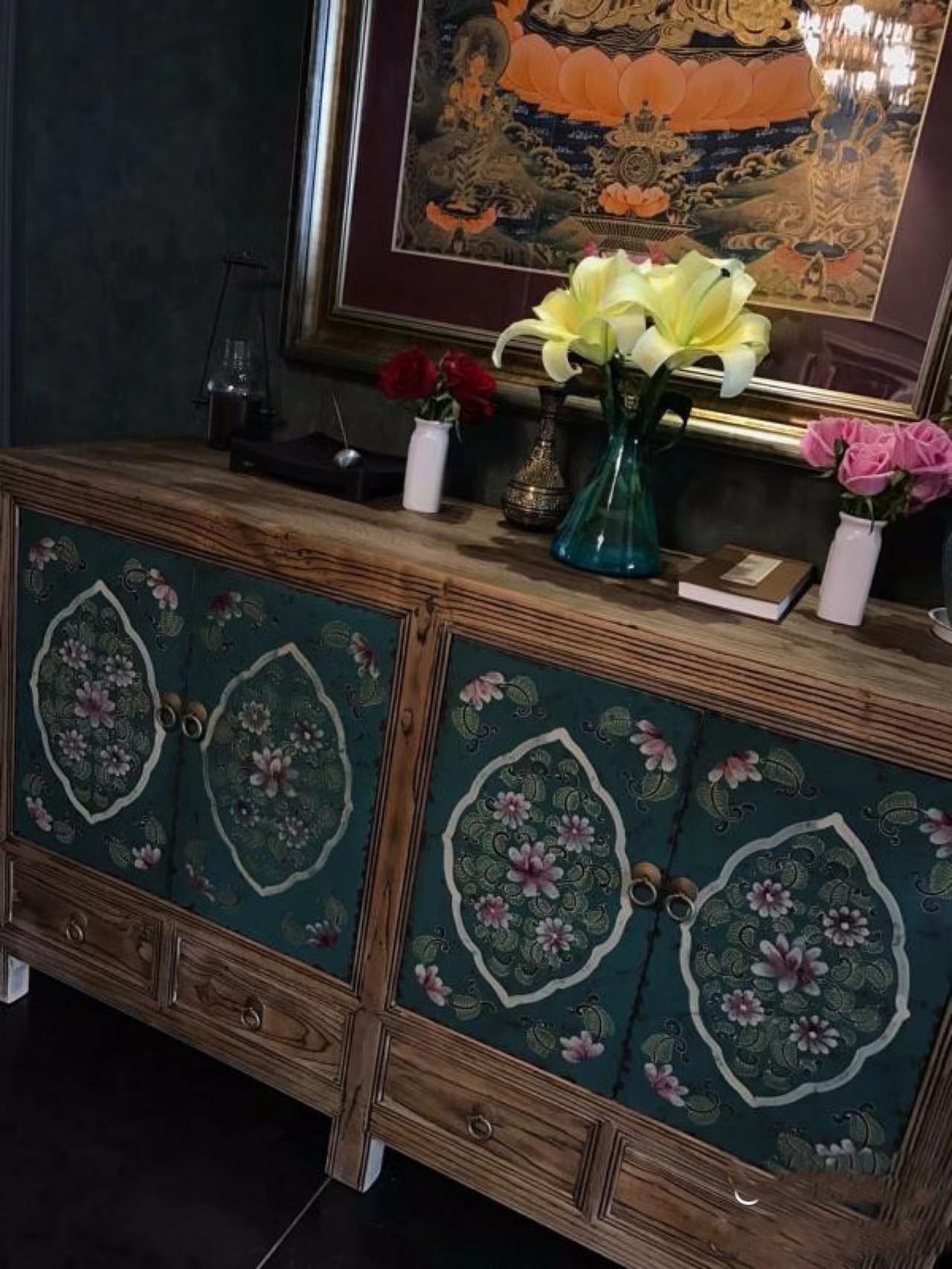 Mandala Floral Drawer Sideboard - 4 Seasons Home Gadgets