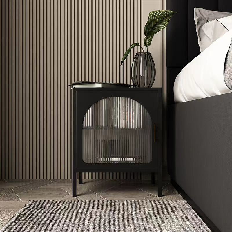 Metal Glass Nightstand - 4 Seasons Home Gadgets