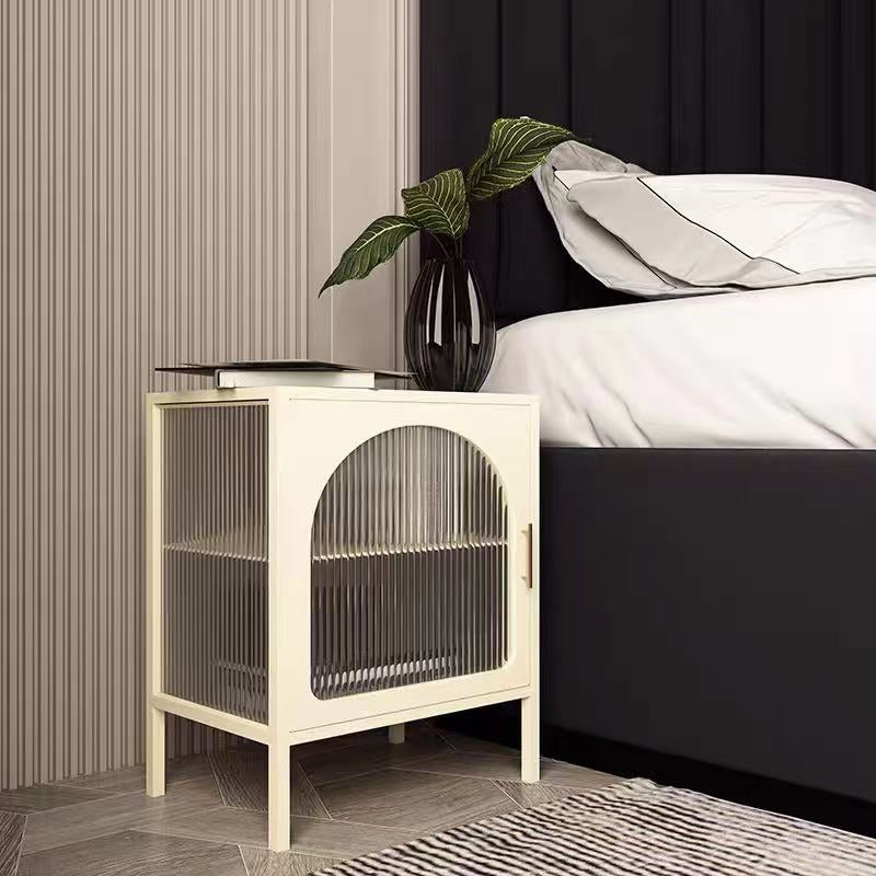 Metal Glass Nightstand - 4 Seasons Home Gadgets