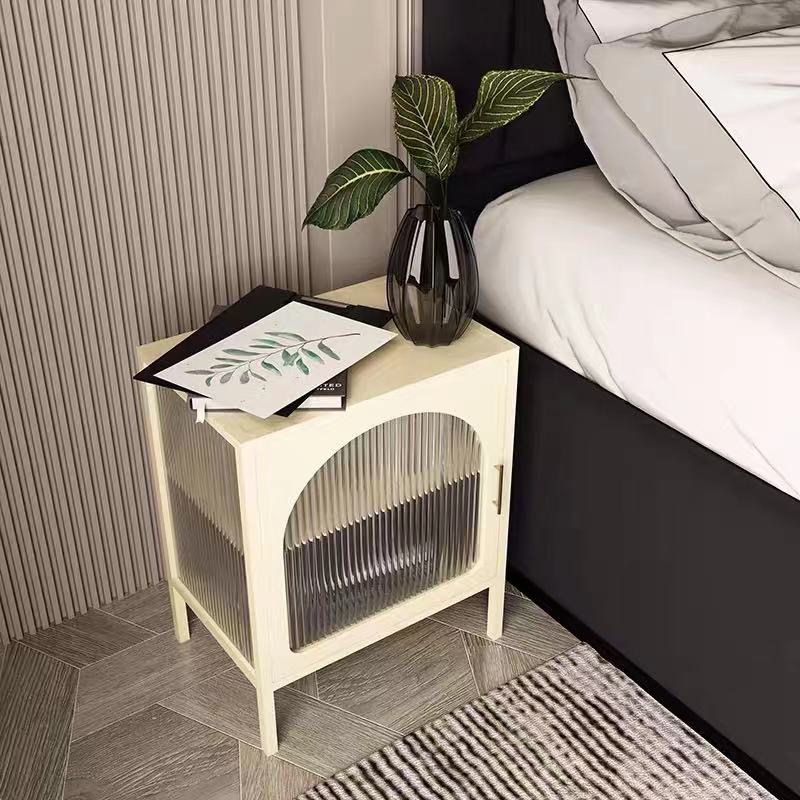 Metal Glass Nightstand - 4 Seasons Home Gadgets