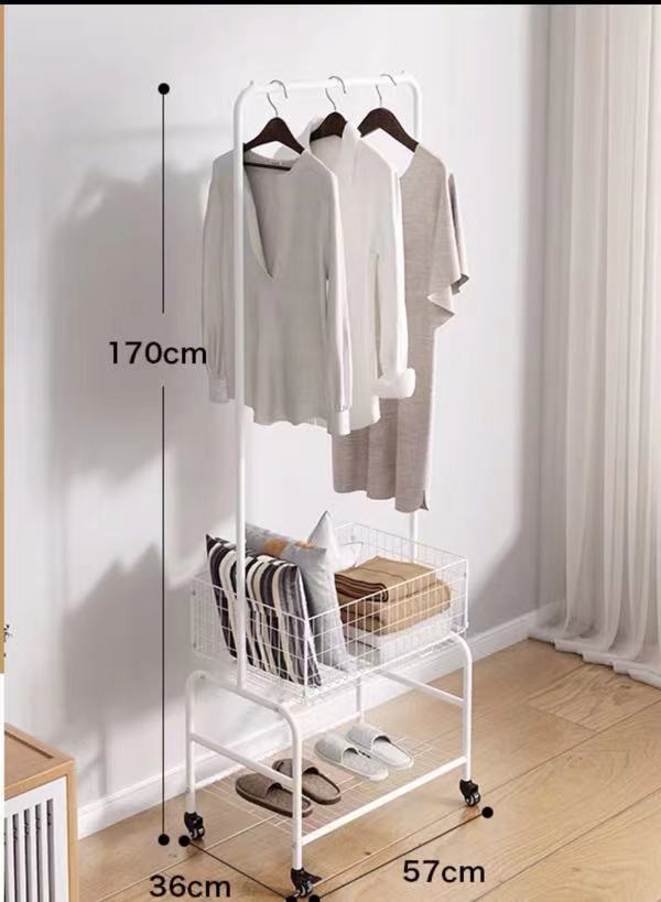 Metal Hanging Rack with Basket - 4 Seasons Home Gadgets