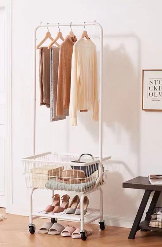 Metal Hanging Rack with Basket - 4 Seasons Home Gadgets