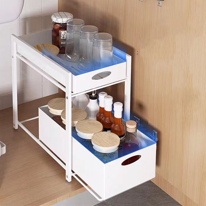 Metal Slide 2 Tier Under Sink Pull Out Drawer - 4 Seasons Home Gadgets