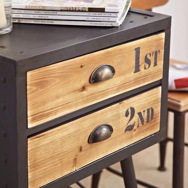 Metal & Wood Drawer Nightstand - 4 Seasons Home Gadgets