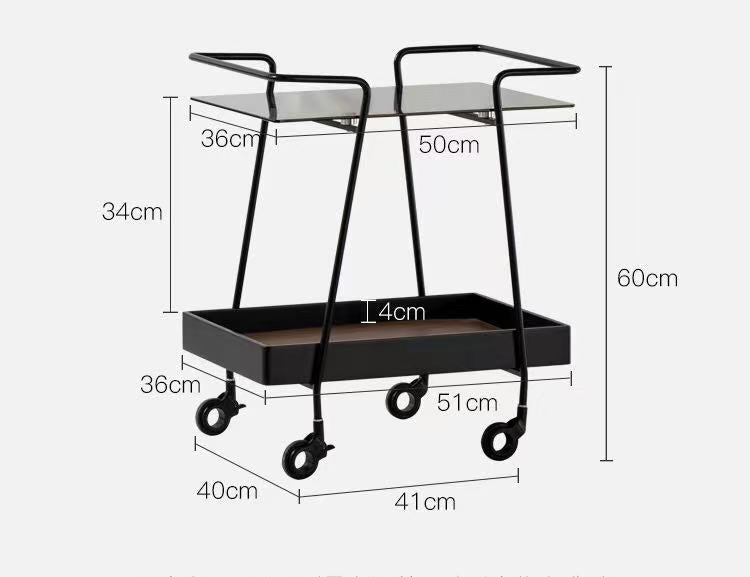 Metal & Wood Tray Bar Cart - 4 Seasons Home Gadgets