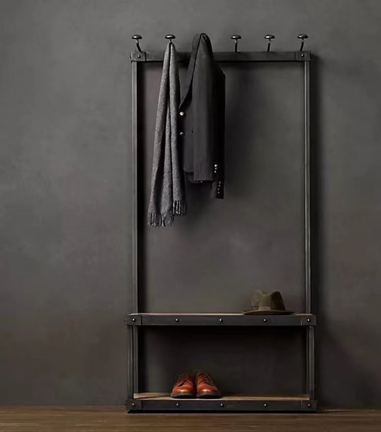 Metal garment rack with shoe storage bench - 4 Seasons Home Gadgets