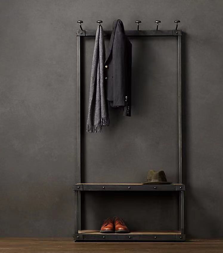 Metal garment rack with shoe storage bench - 4 Seasons Home Gadgets