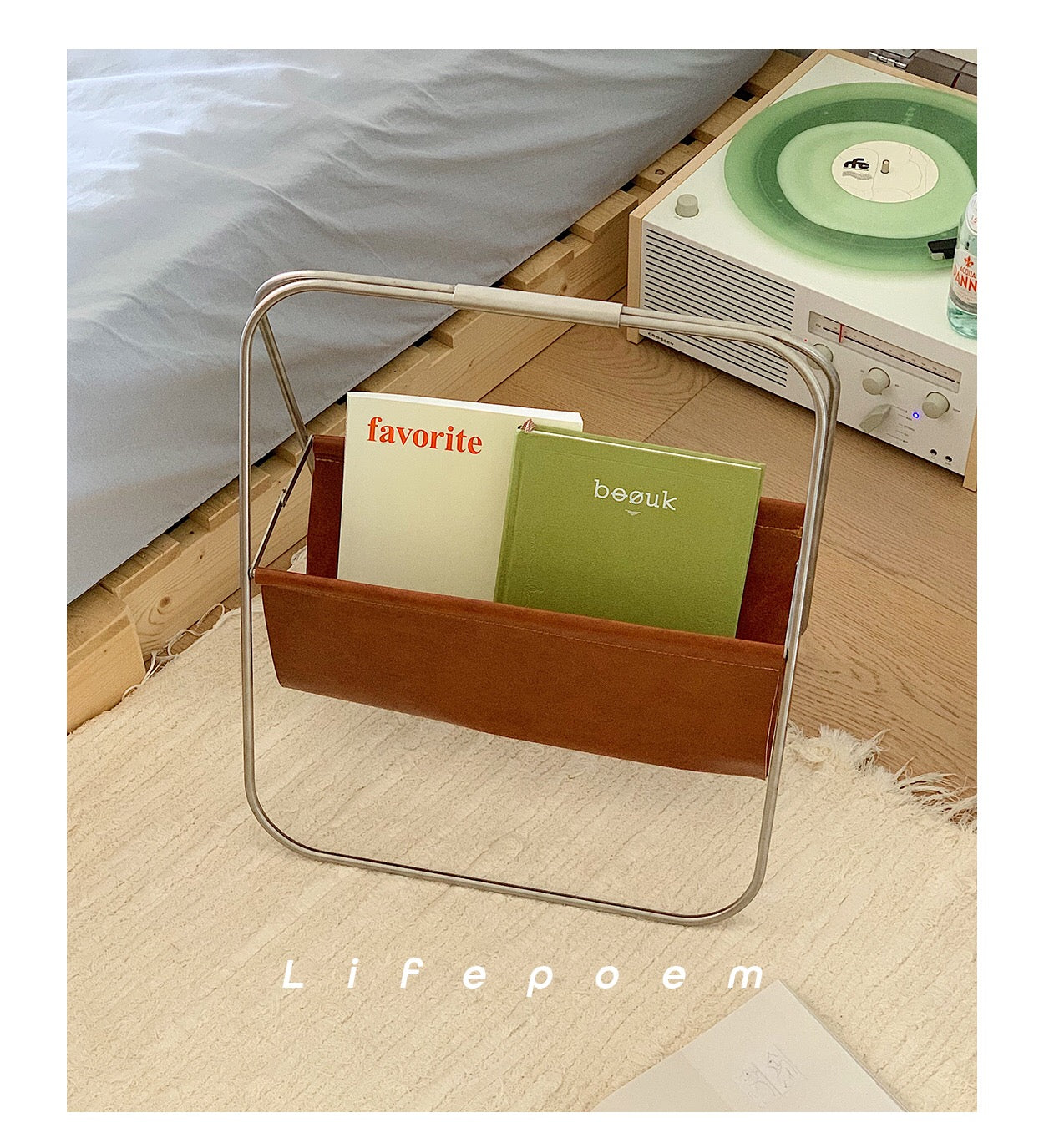 Modern  PU Leather Free Standing Magazine Rack - 4 Seasons Home Gadgets