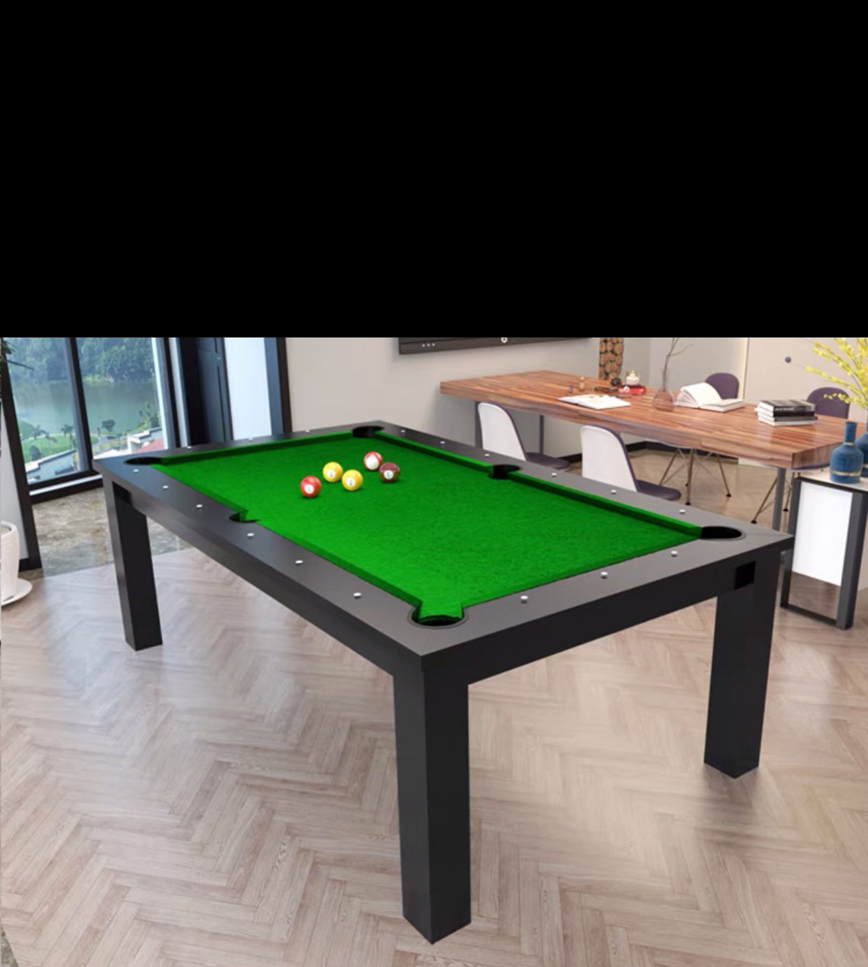 Solid Wood 7Ft Pool Table Dining Table - 4 Seasons Home Gadgets