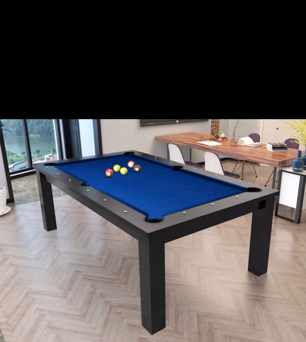 Solid Wood 7Ft Pool Table Dining Table - 4 Seasons Home Gadgets