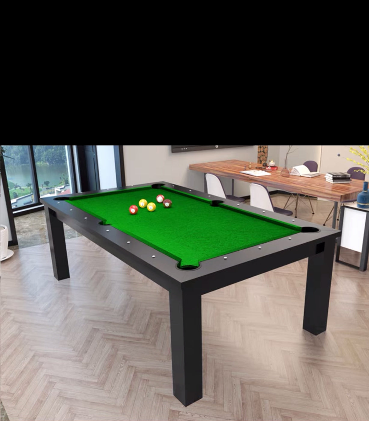 Solid Wood 7Ft Pool Table Dining Table - 4 Seasons Home Gadgets