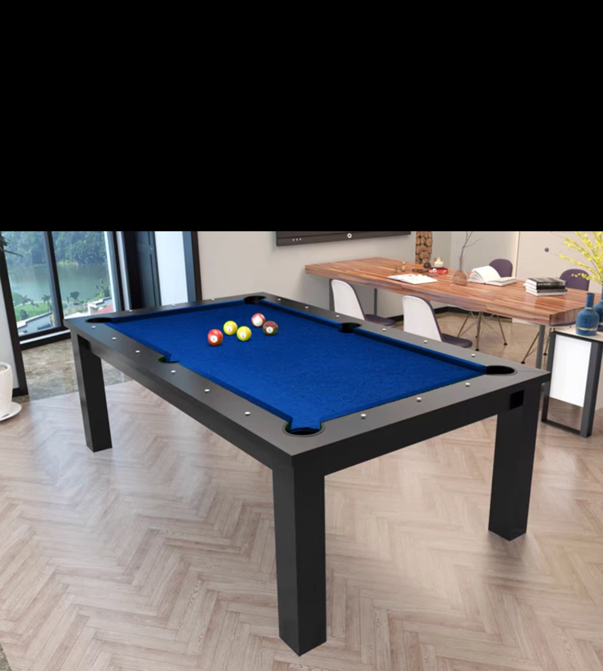 Solid Wood 7Ft Pool Table Dining Table - 4 Seasons Home Gadgets