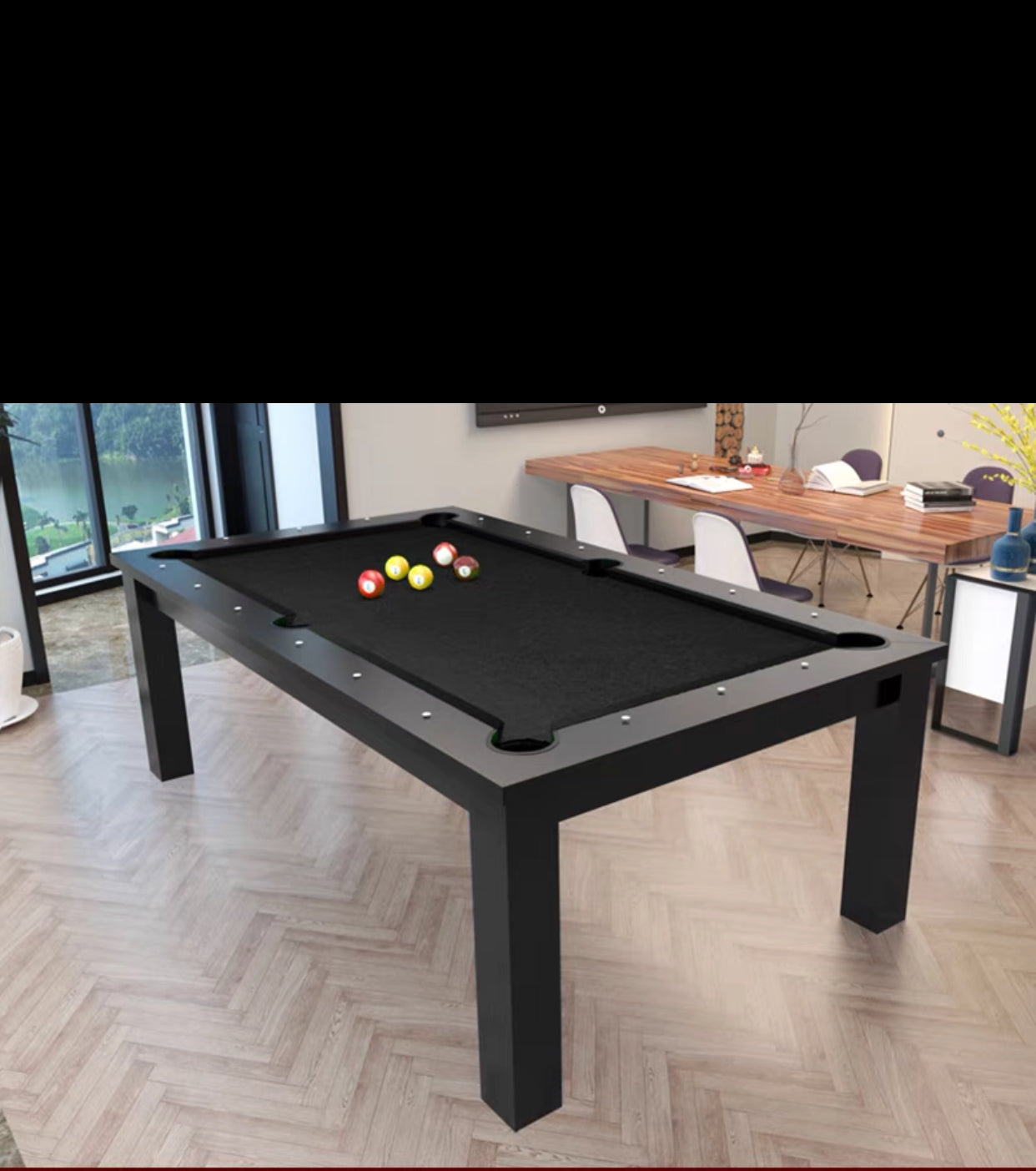 Solid Wood 7Ft Pool Table Dining Table - 4 Seasons Home Gadgets