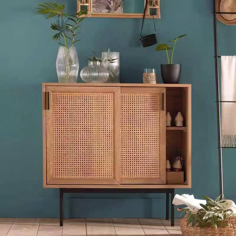 Nethe 2 Door Faux Rattan  Accent Cabinet - 4 Seasons Home Gadgets