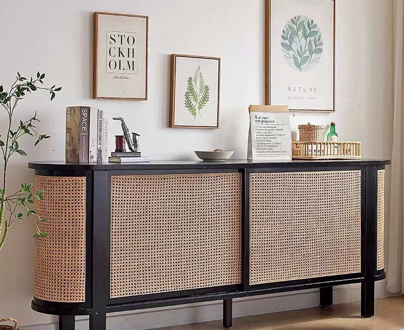 Nethe Mesh Wide Wood Sideboard - 4 Seasons Home Gadgets