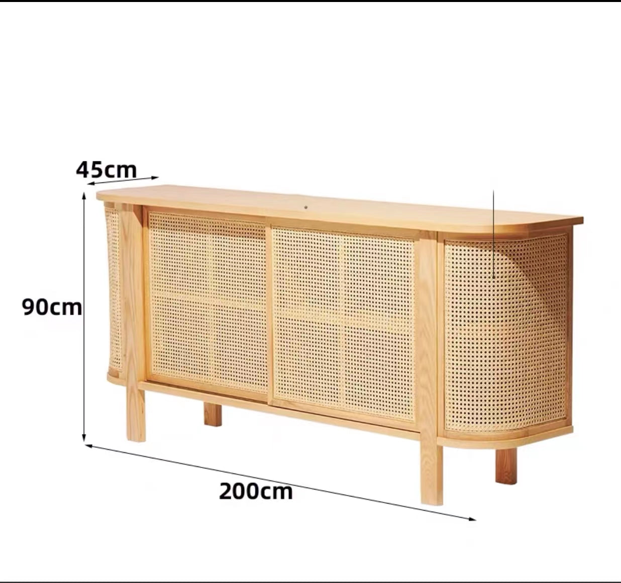 Nethe Mesh Wide Wood Sideboard - 4 Seasons Home Gadgets