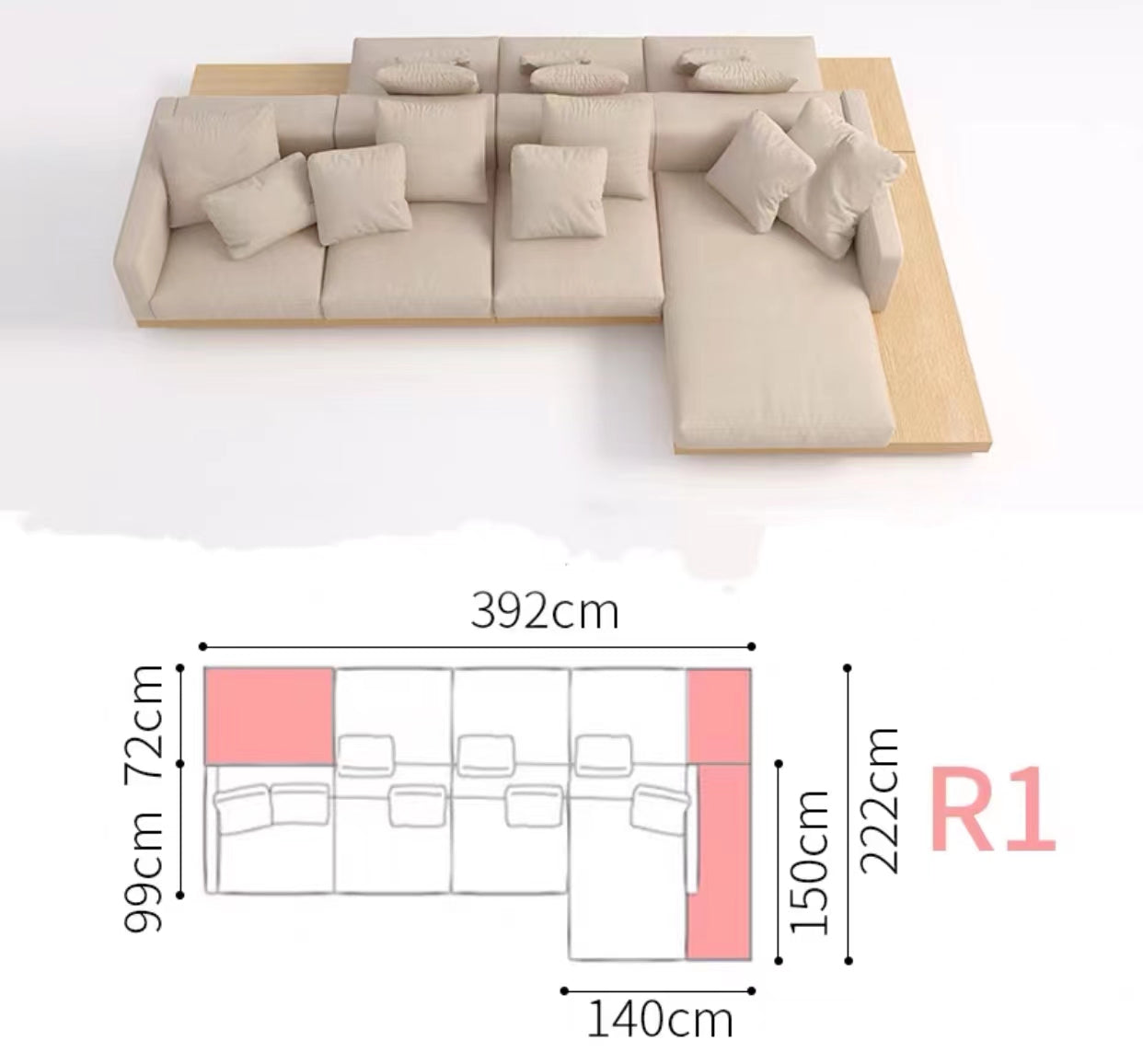 Niemi Wide Sectional Sofa - 4 Seasons Home Gadgets