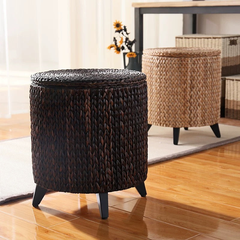 Nikhil Round Storage Ottoman - 4 Seasons Home Gadgets