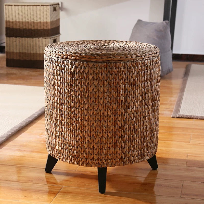 Nikhil Round Storage Ottoman - 4 Seasons Home Gadgets