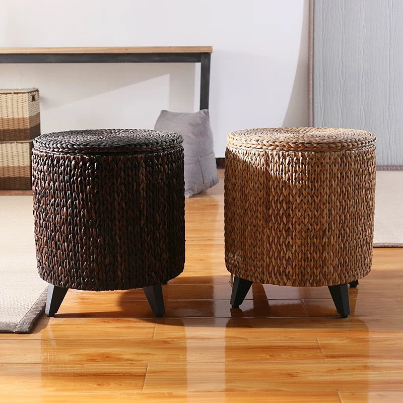 Nikhil Round Storage Ottoman - 4 Seasons Home Gadgets