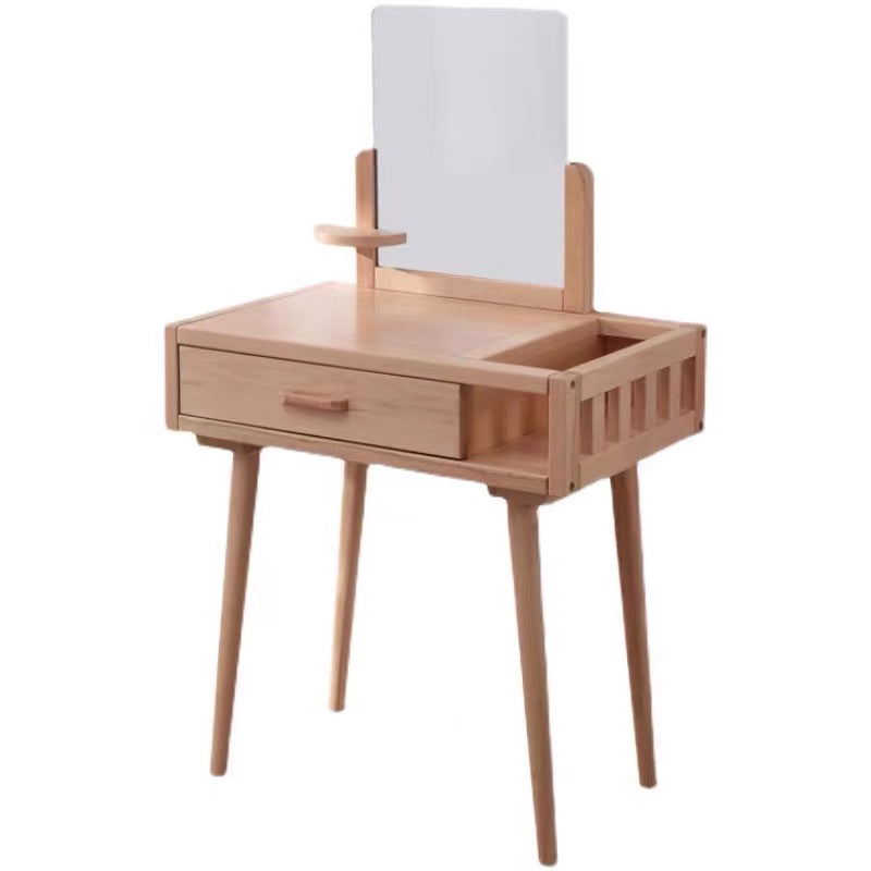 Oak Vanity Mirror Table With Chair Set - 4 Seasons Home Gadgets