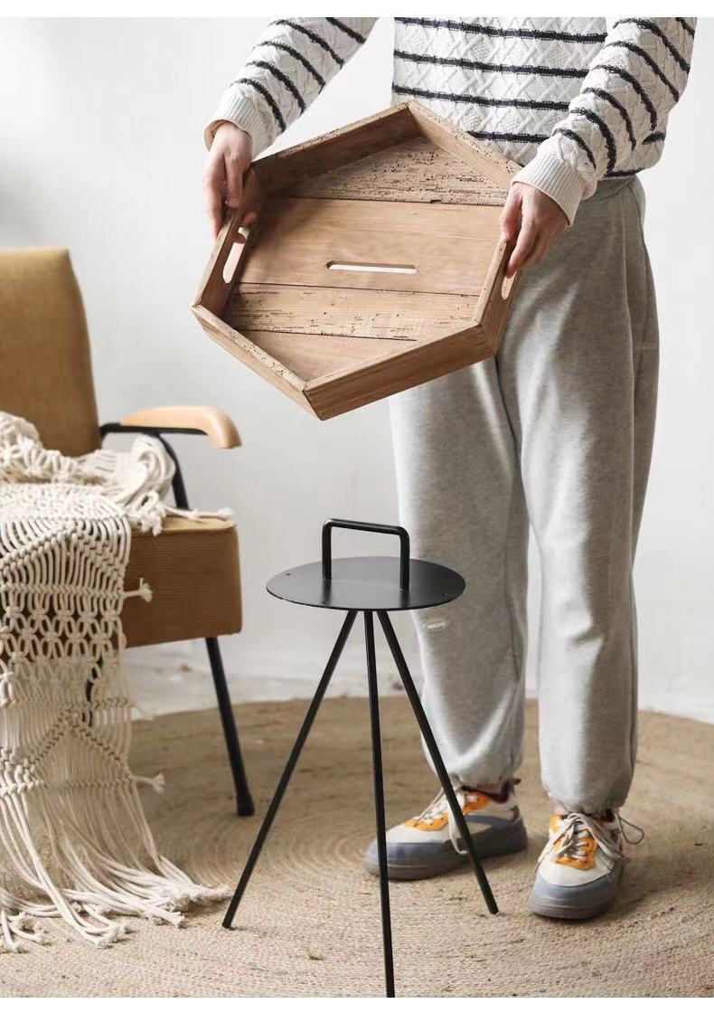 Old Pine Hexagon Tray Top Table - 4 Seasons Home Gadgets