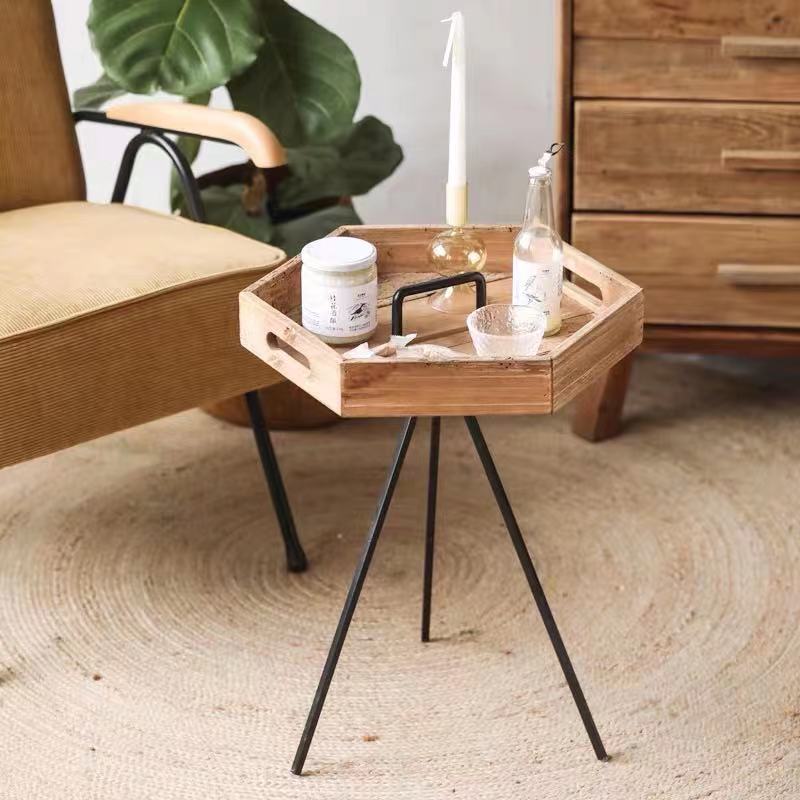 Old Pine Hexagon Tray Top Table - 4 Seasons Home Gadgets