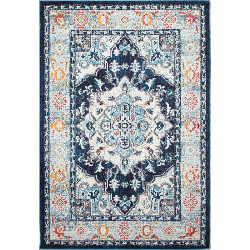 Oriental Blue Beige Orange Area Rug - 4 Seasons Home Gadgets