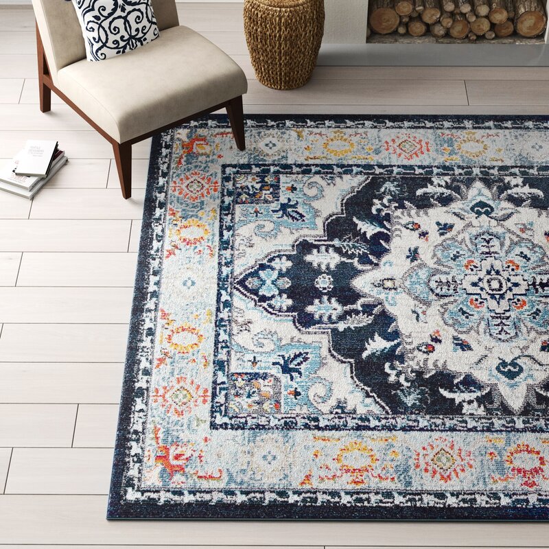 Oriental Blue Beige Orange Area Rug - 4 Seasons Home Gadgets