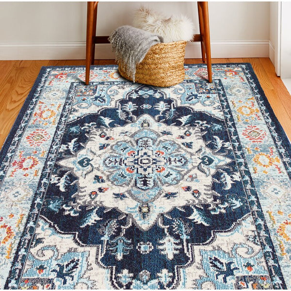 Oriental Blue Beige Orange Area Rug - 4 Seasons Home Gadgets