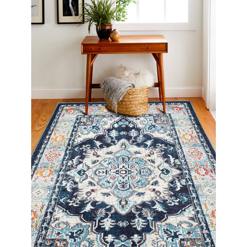 Oriental Blue Beige Orange Area Rug - 4 Seasons Home Gadgets