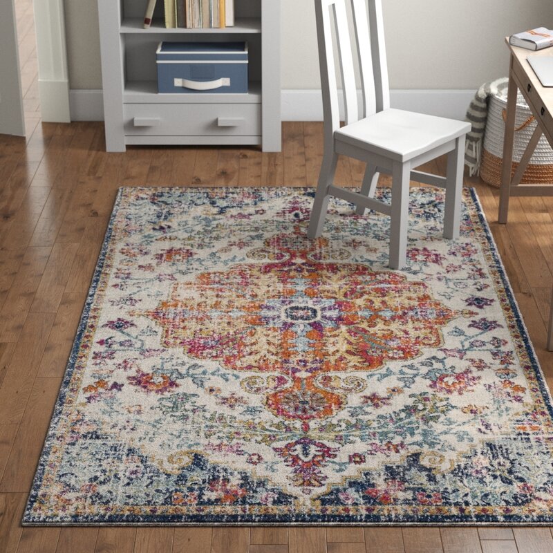 Oriental Cream Blue Orange Area Rug - 4 Seasons Home Gadgets