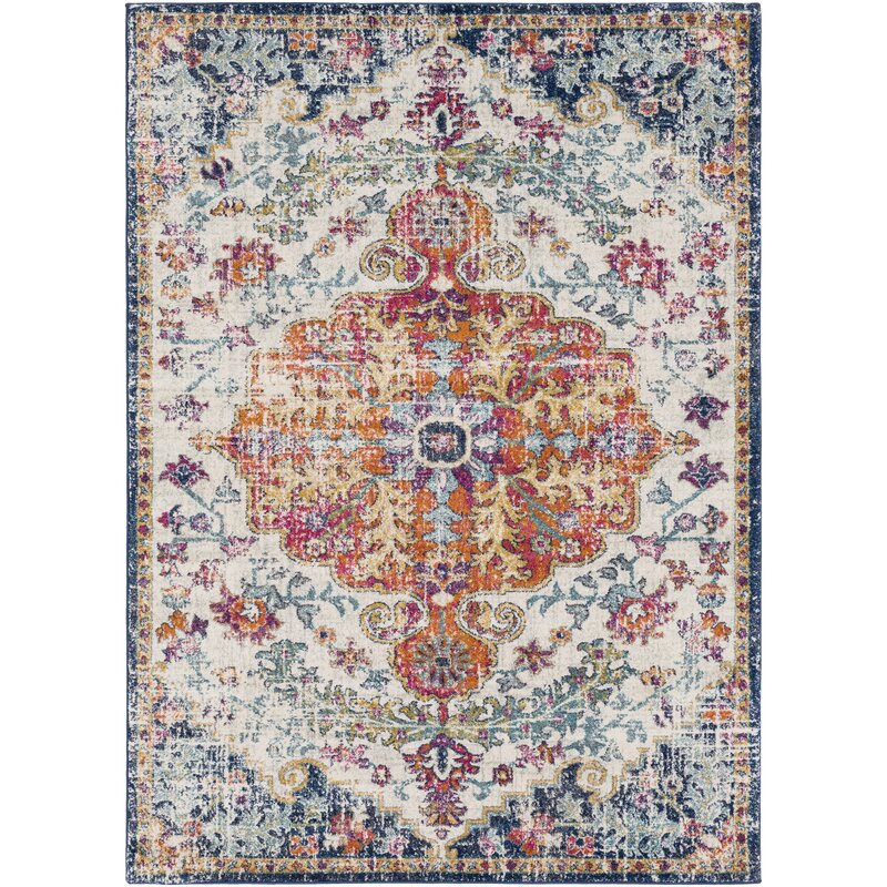 Oriental Cream Blue Orange Area Rug - 4 Seasons Home Gadgets