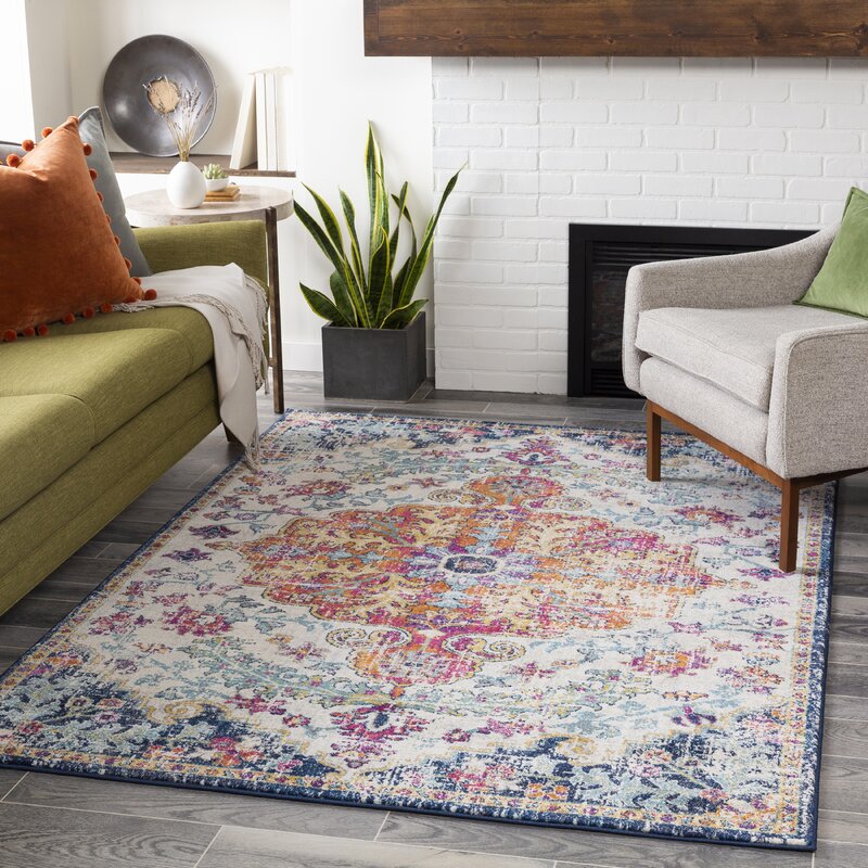 Oriental Cream Blue Orange Area Rug - 4 Seasons Home Gadgets