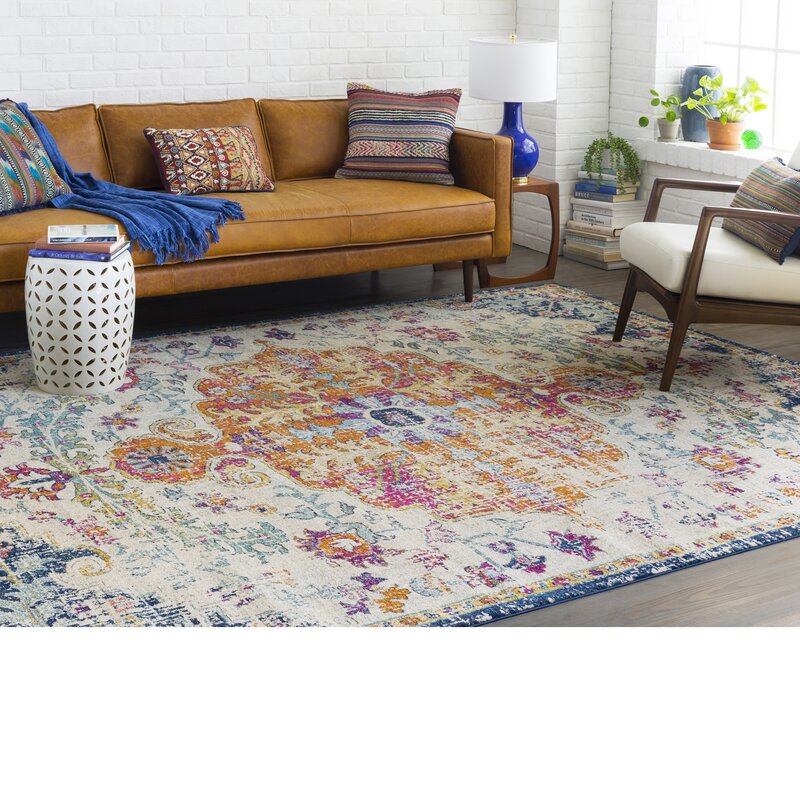 Oriental Cream Blue Orange Area Rug - 4 Seasons Home Gadgets