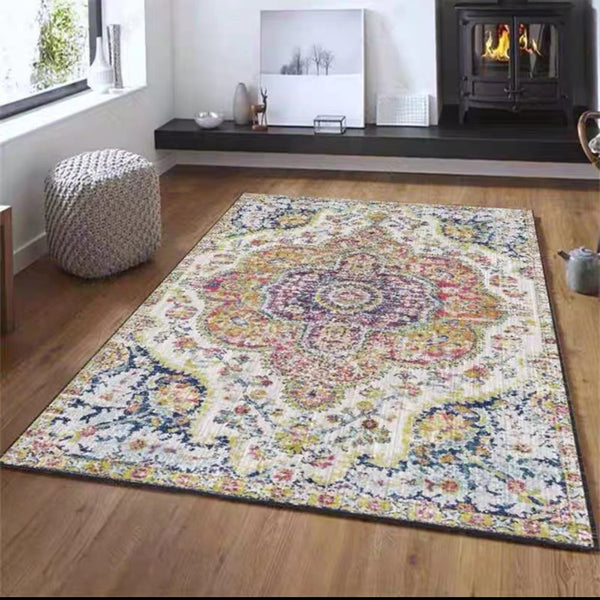 Oriental Grey Orange Pink Area Rug - 4 Seasons Home Gadgets