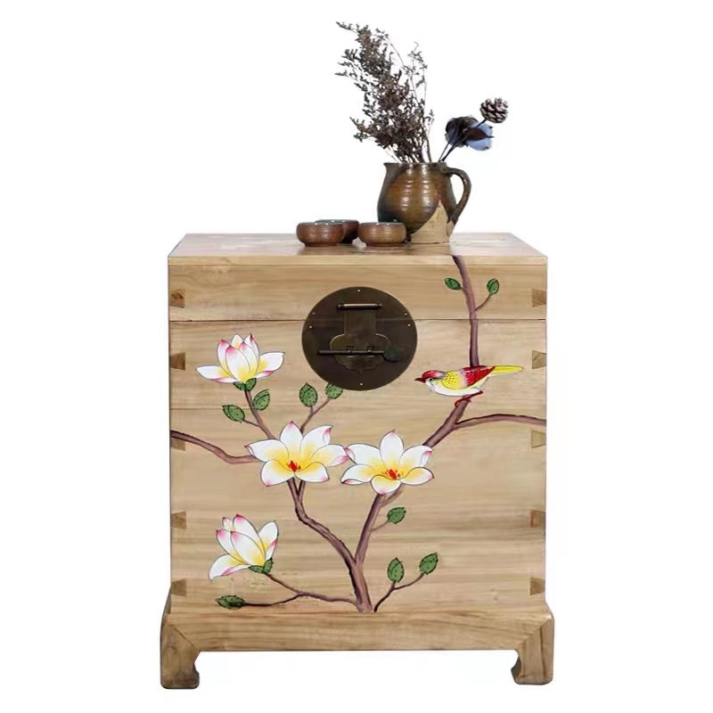 Oriental Lotus Camphor Wood Chest Nightstand - 4 Seasons Home Gadgets