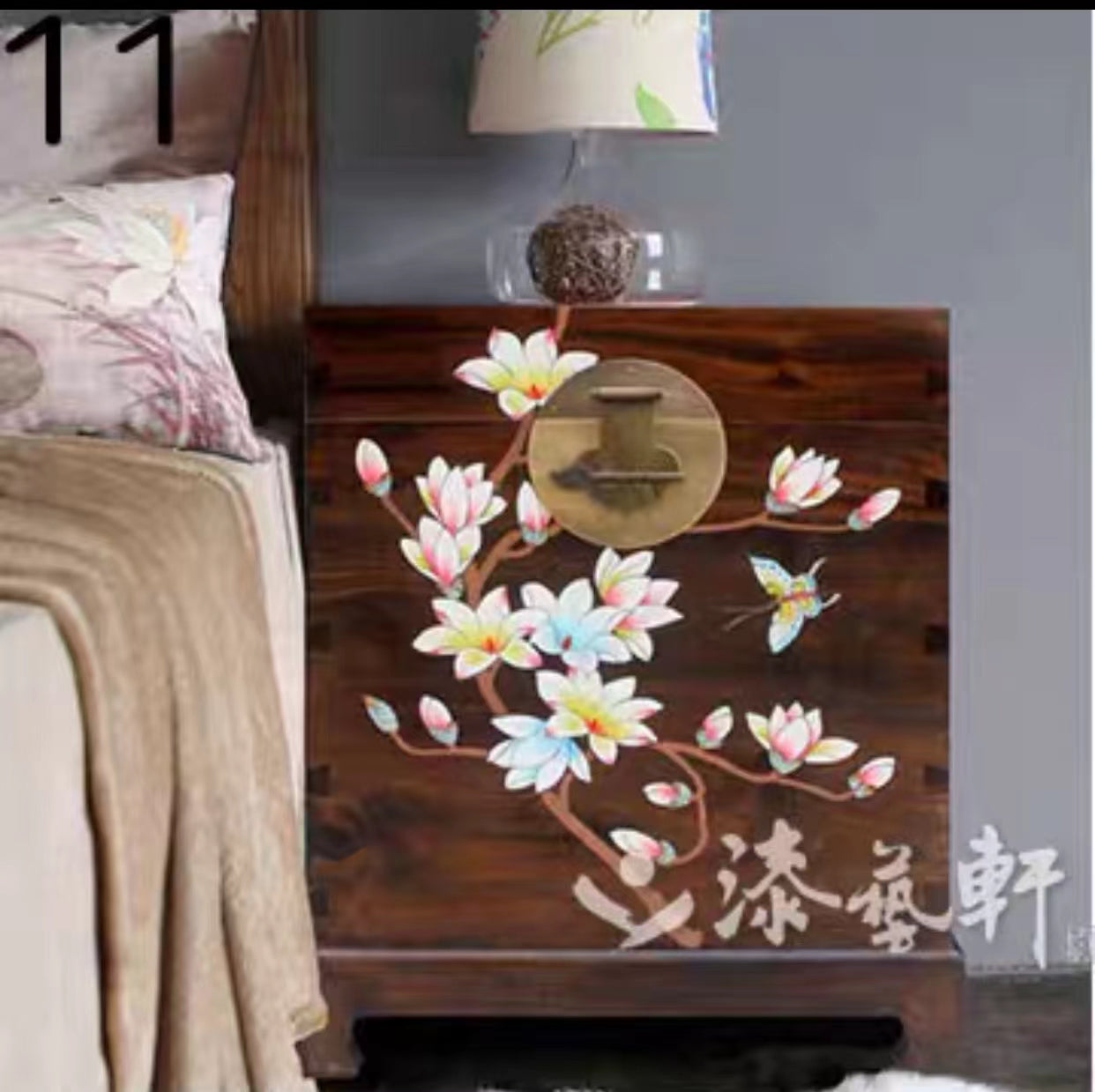 Oriental Lotus Camphor Wood Chest Nightstand - 4 Seasons Home Gadgets