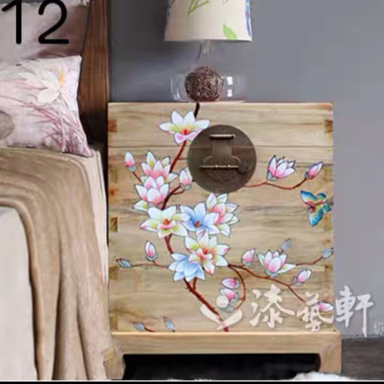 Oriental Lotus Camphor Wood Chest Nightstand - 4 Seasons Home Gadgets