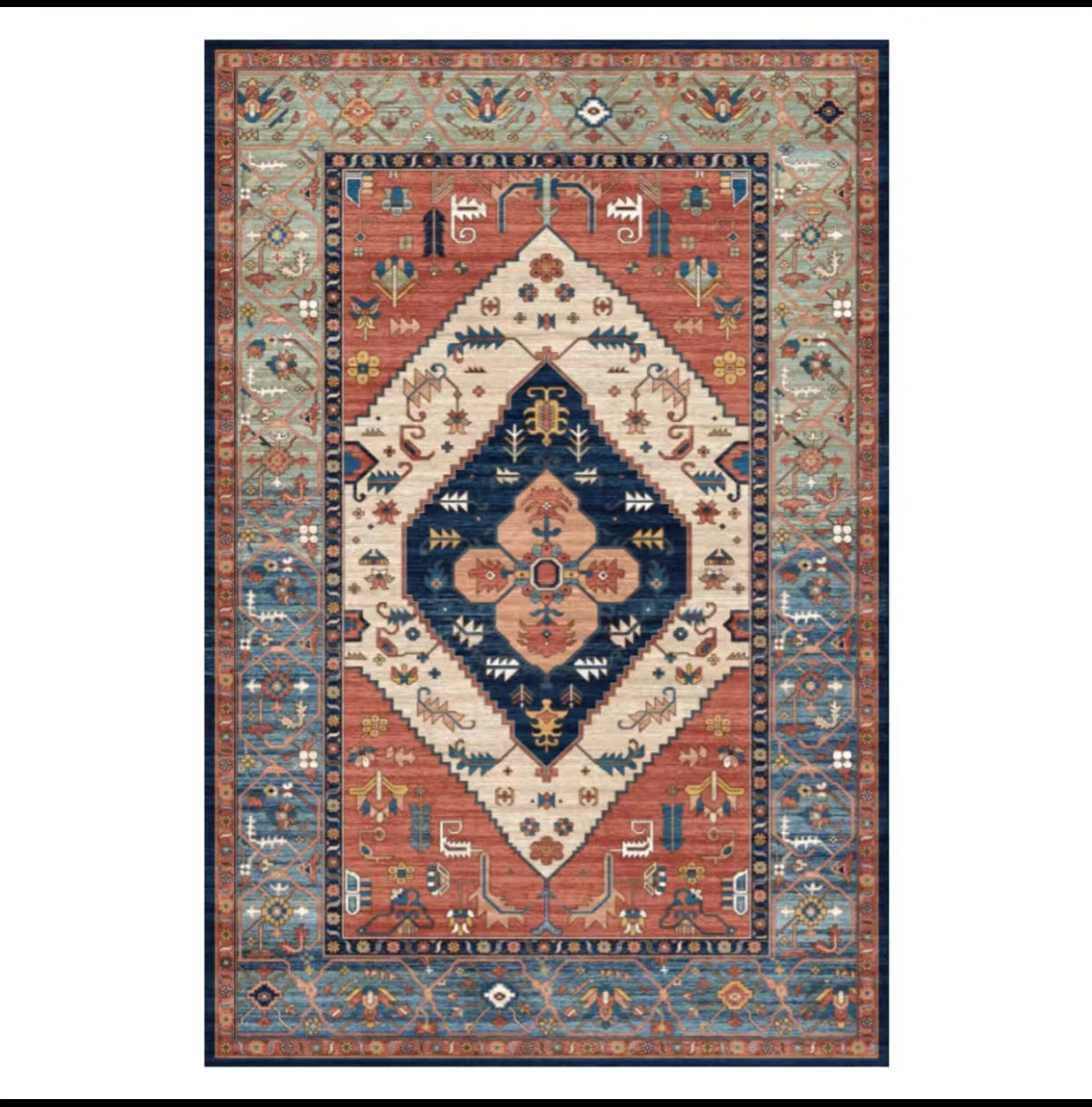 Oriental Terracotta Beige Area Rug - 4 Seasons Home Gadgets