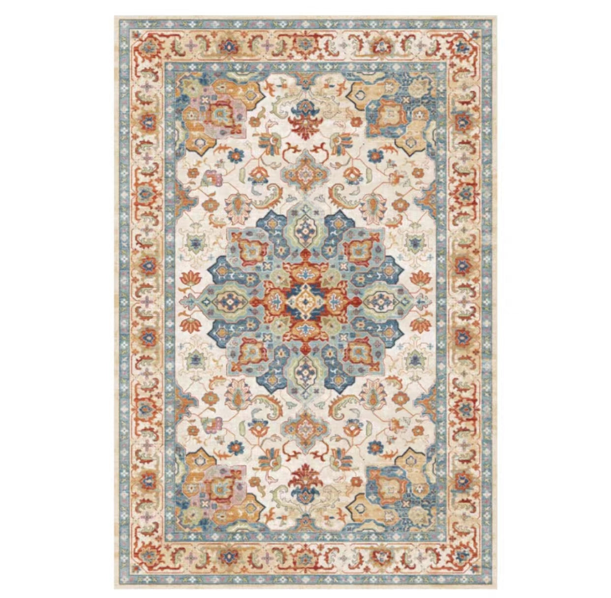 Oriental Terracotta Beige Area Rug - 4 Seasons Home Gadgets