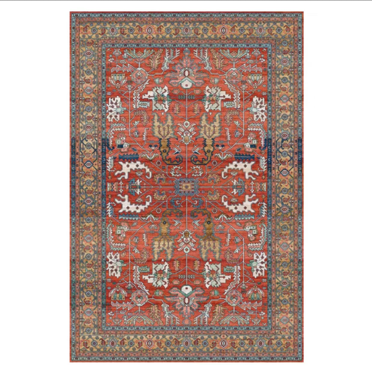 Oriental Terracotta Beige Area Rug - 4 Seasons Home Gadgets