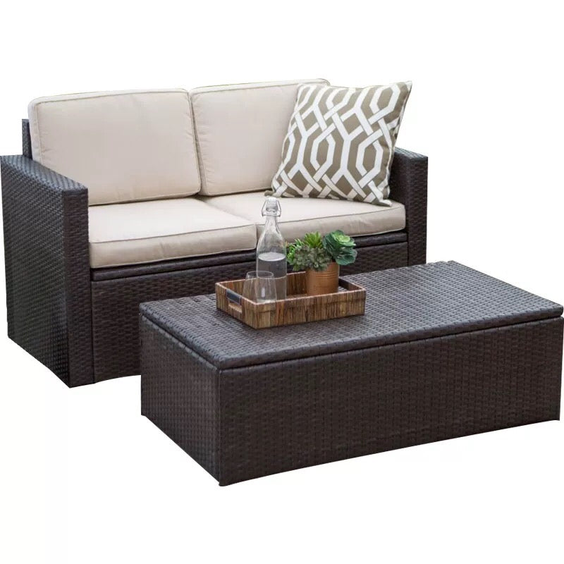 Outdoor Polyethylene Wicker Seating Set - 4 Seasons Home Gadgets