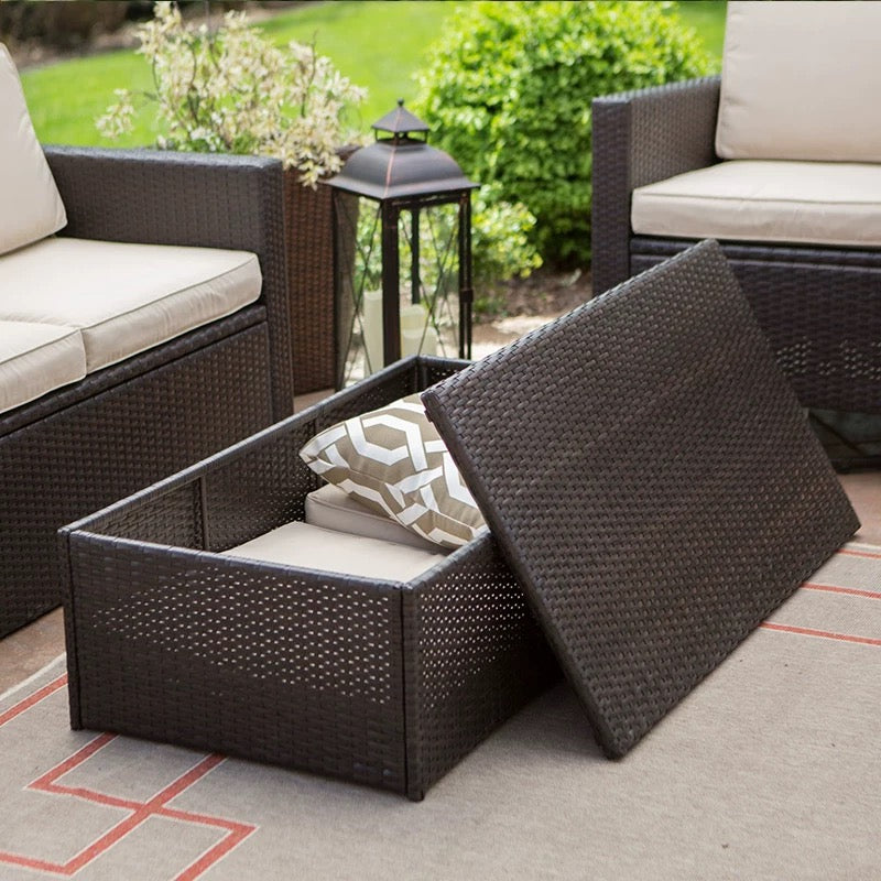 Outdoor Polyethylene Wicker Seating Set - 4 Seasons Home Gadgets