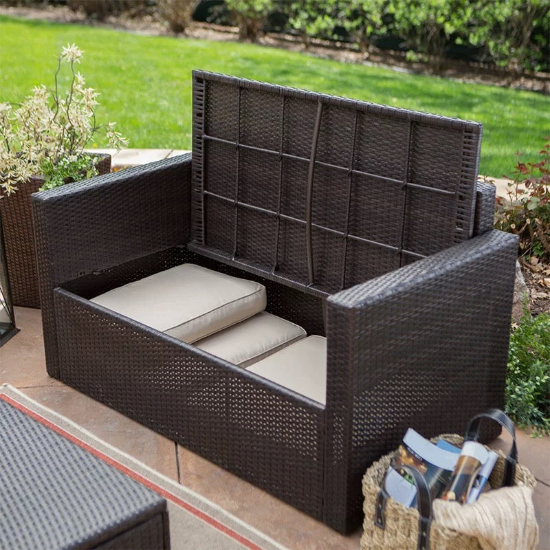 Outdoor Polyethylene Wicker Seating Set - 4 Seasons Home Gadgets