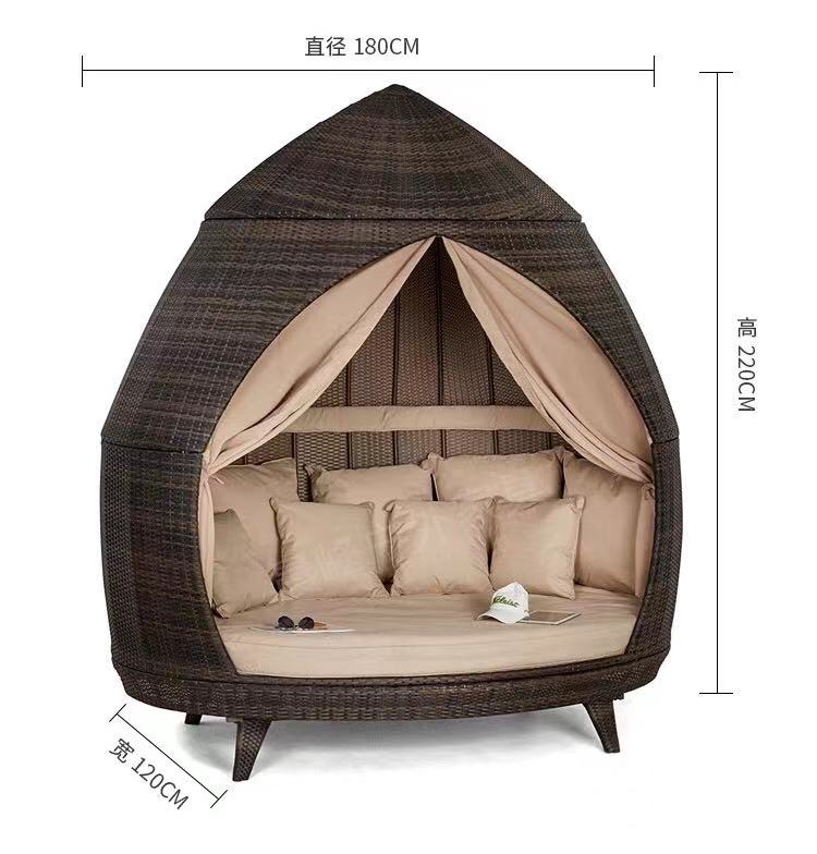 Outdoor Wicker Patio Daybed with Cushions - 4 Seasons Home Gadgets