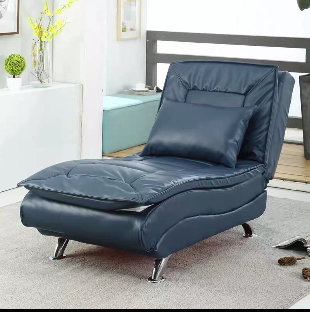 PU Recessed Chaise Lounge - 4 Seasons Home Gadgets