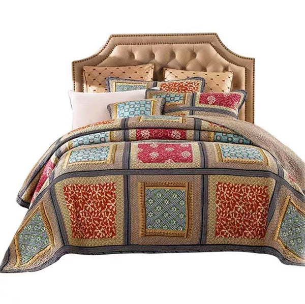 Patchwork Microfiber Reversible 3 Piece Comforter Set - 4 Seasons Home Gadgets